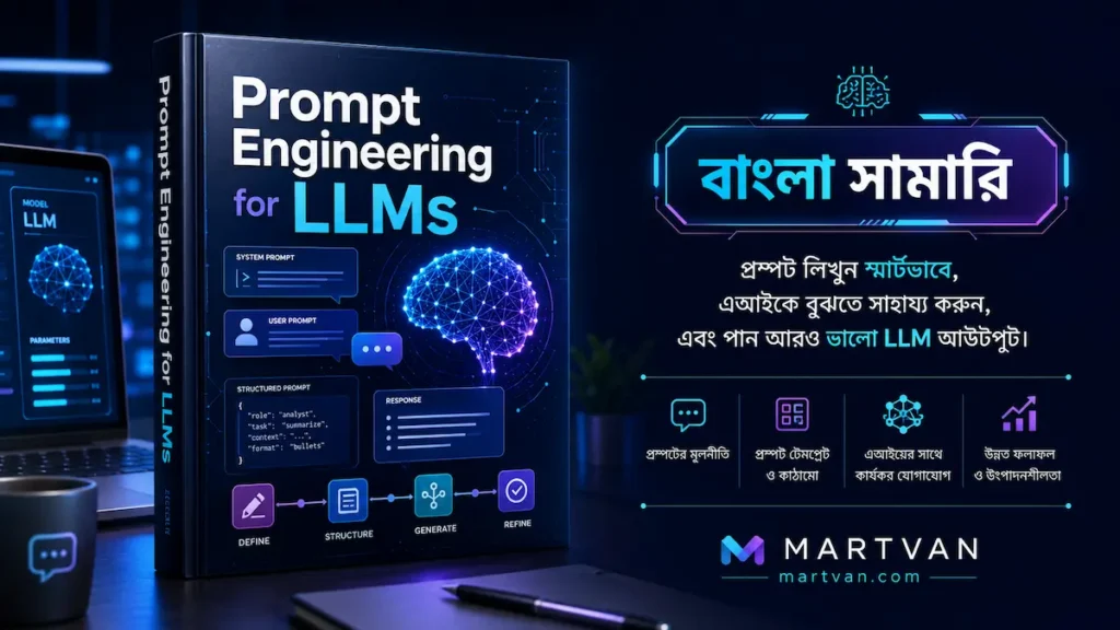 Prompt Engineering for LLms Book Cover for Bangla Summary