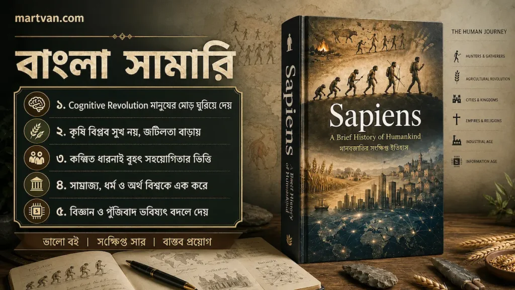 Sapiens বাংলা সামারি — Yuval Noah Harari-এর মানবজাতির ইতিহাস, কগনিটিভ বিপ্লব ও সভ্যতার যাত্রা