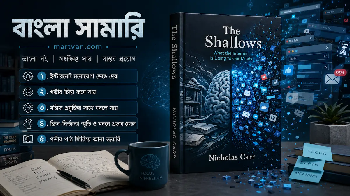 The Shallows বাংলা সামারি — ইন্টারনেটের কারণে মনোযোগ ও চিন্তার গভীরতার রূপান্তর