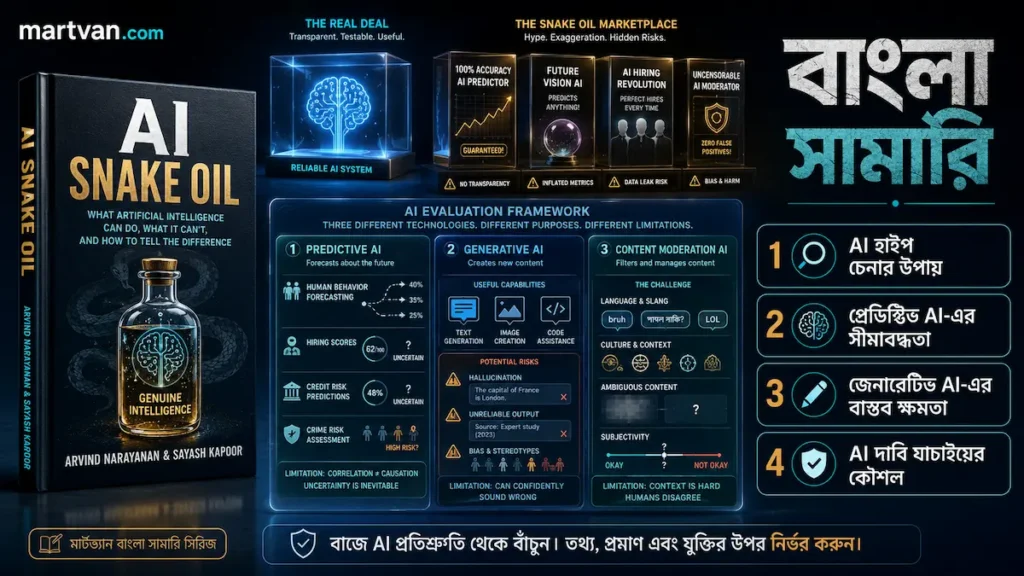 AI Snake Oil বাংলা সামারি — AI হাইপ ও বাস্তব ক্ষমতার বিশ্লেষণ