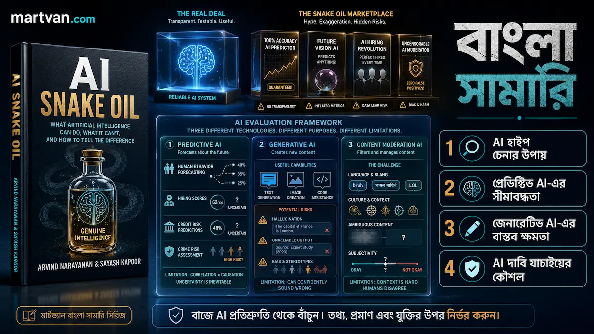 AI Snake Oil বাংলা সামারি — AI হাইপ ও বাস্তব ক্ষমতার বিশ্লেষণ