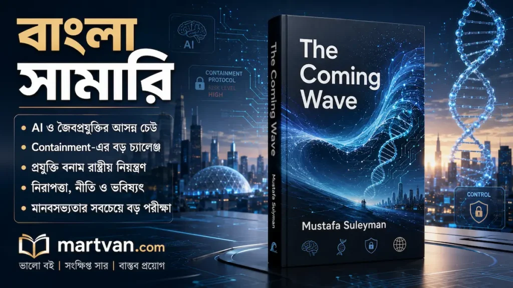 The Coming Wave বাংলা সামারি — AI, জৈবপ্রযুক্তি, containment ও ভবিষ্যৎ ক্ষমতার Martvan-style হিরো ইমেজ